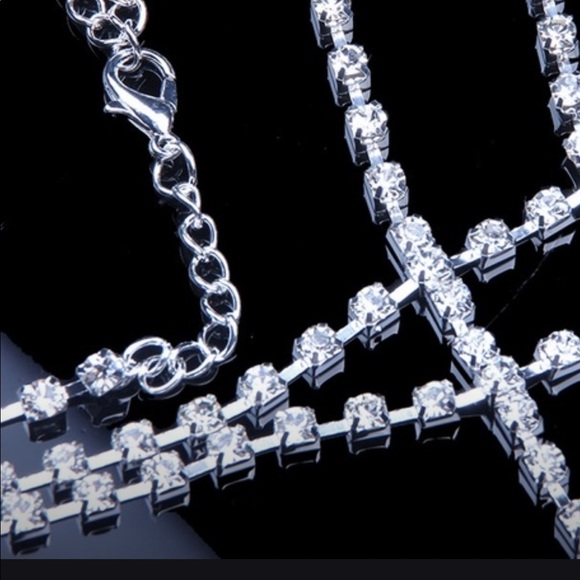 Silver rhinestone body chain NWT - Picture 4 of 8